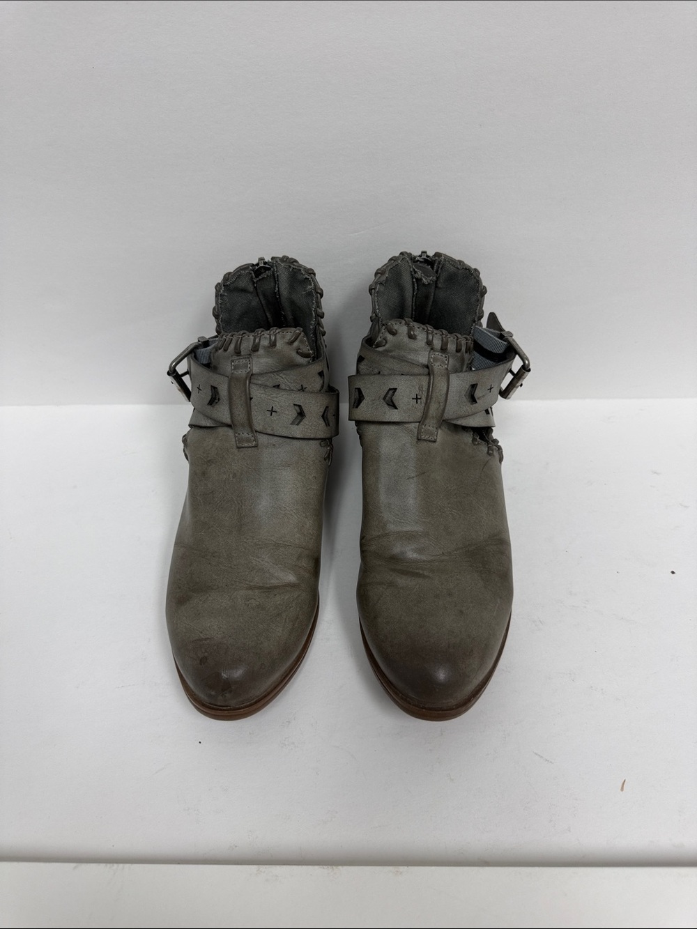 Rampage Women's Olive Gray Ankle Boots with Buckle Strap